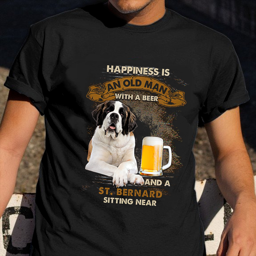 An Old Man With A Beer And A St. Bernard Sitting Near Shirt Bernese Mountain Dog Lovers Gift An Old Man With A Beer And A St. Bernard Sitting Near Shirt Bernese Mountain Dog Lovers Gift