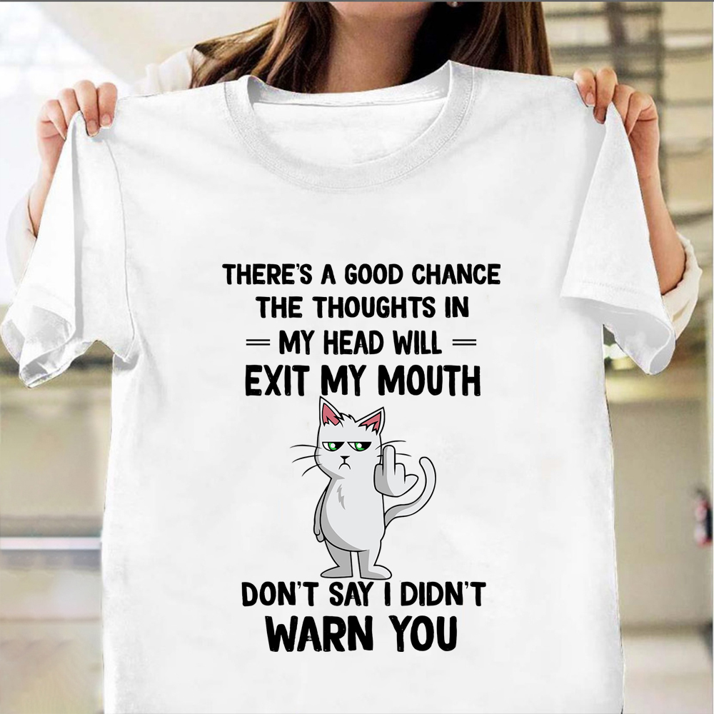 Cat There's A Good Change The Thoughts In My Head T-Shirt Funny Cat Shirts For Guys