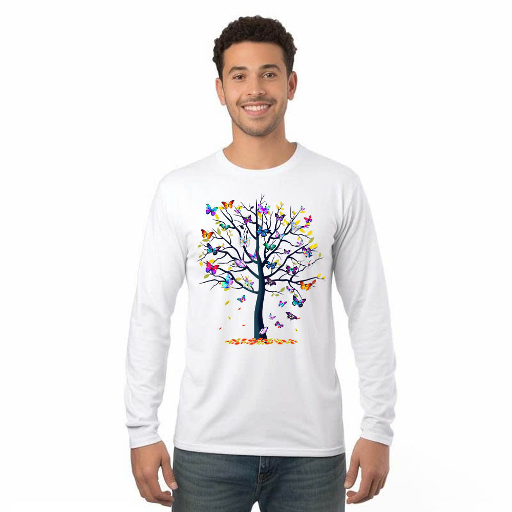 Butterfly Tree Long Slevee Shirt Cute Butterfly Graphic Tee Ideas For Girlfriend