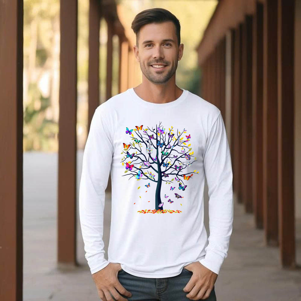 Butterfly Tree Long Slevee Shirt Cute Butterfly Graphic Tee Ideas For Girlfriend