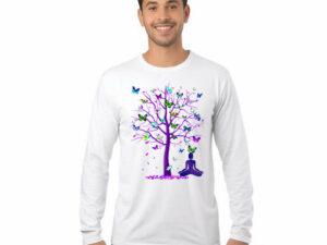 Butterfly Tree Meditation Long Slevee Shirt Cute Butterfly Graphic Tee Present Ideas For Girlfriend