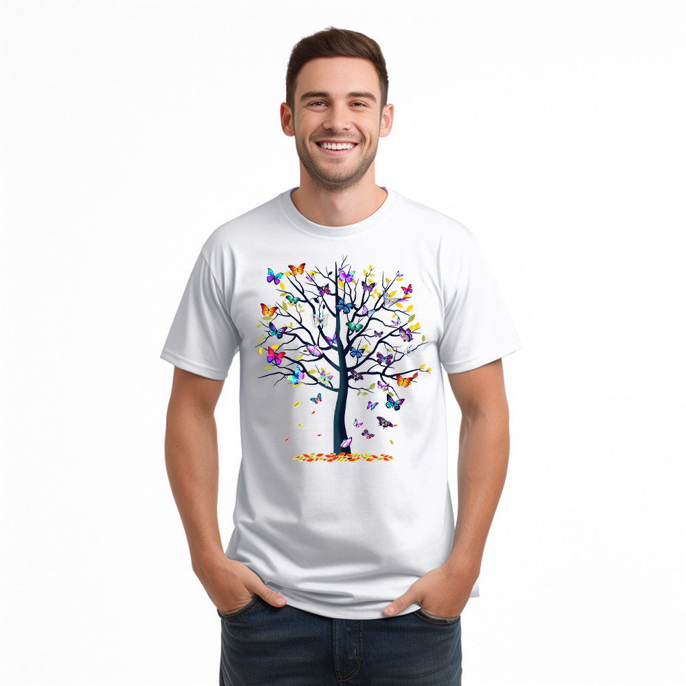 Butterfly Tree T-Shirt Cute Butterfly Graphic Tee Best Gifts For Women