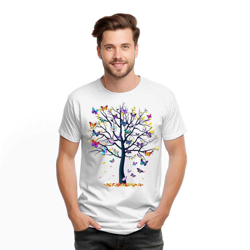 Butterfly Tree T-Shirt Cute Butterfly Graphic Tee Best Gifts For Women
