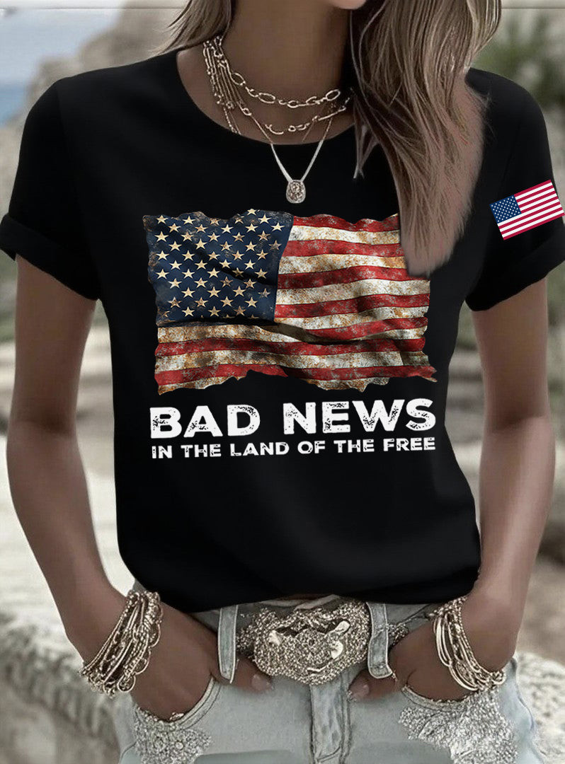 Bad News In The Land Of The Free T-Shirt Abolish ICE Protest Shirt Patriotic Gifts
