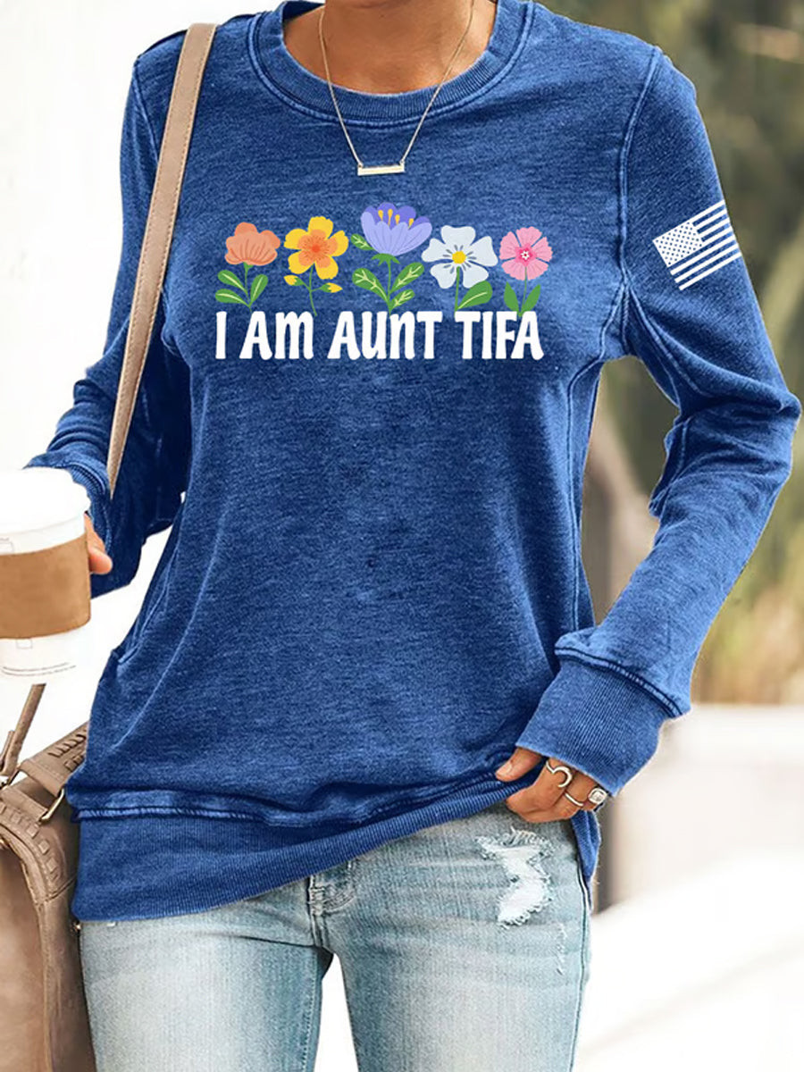 Flowers I Am Aunt Tifa Sweatshirt 8647 No Kings Sweatshirt Pro Democracy Merch For Supporters