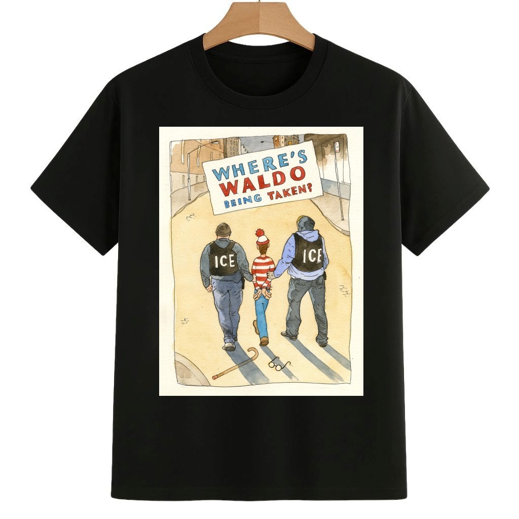 From Barry Blitt's Sketchbook Where's Waldo Being Taken by ICE Shirt Anti Fascism Frog Merch