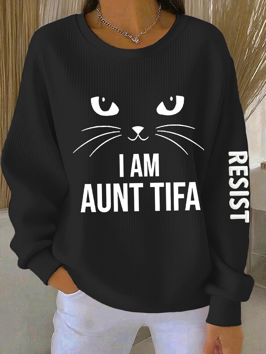 I Am Aunt Tifa Aunties Resist Fascists Sweatshirt No Kings Sweatshirt Gifts For Mom