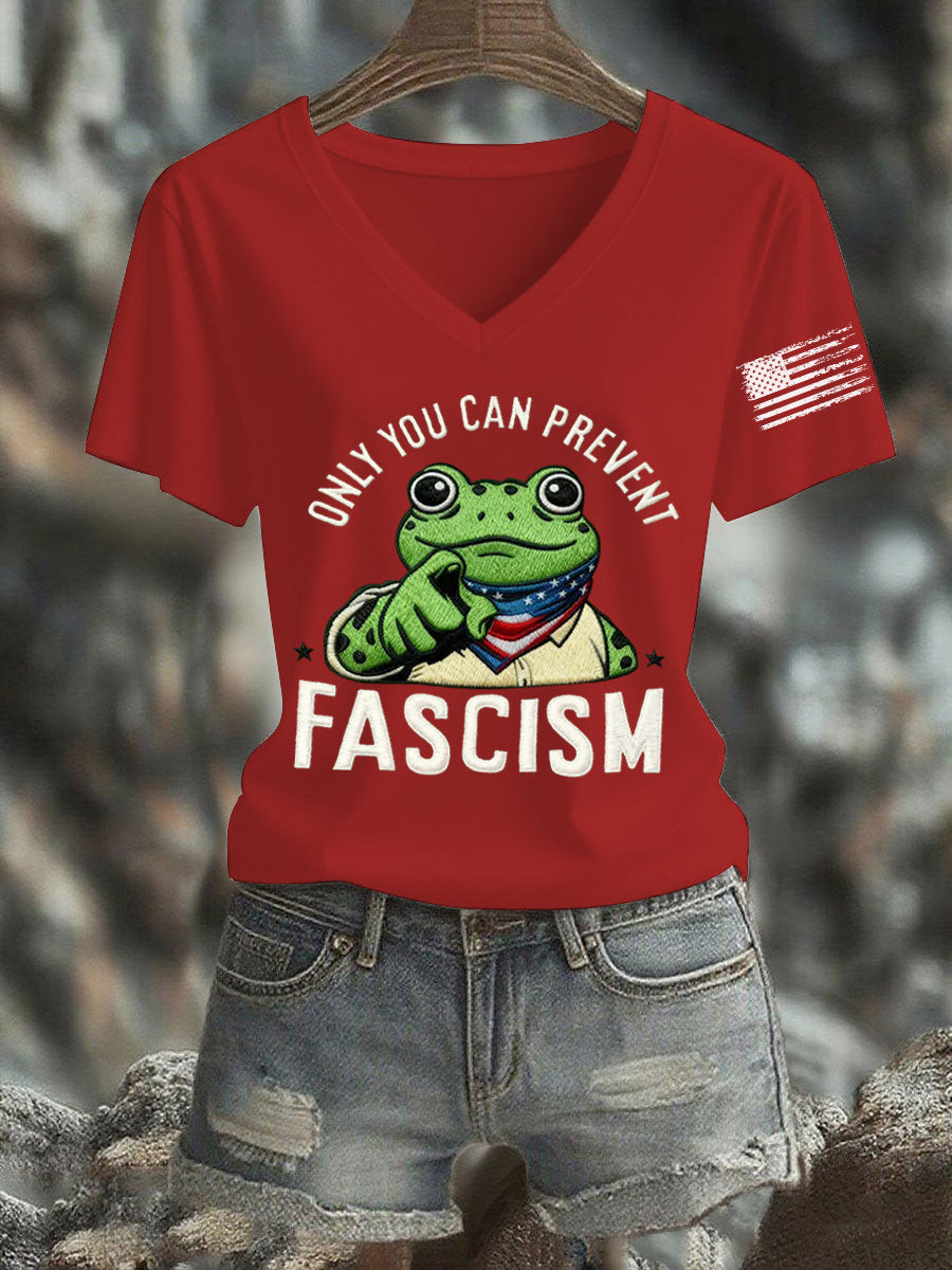 Portland Frog Against ICE V-Neck Shirt Only You Can Prevent Fascism Shirt Anti Fascism Merch