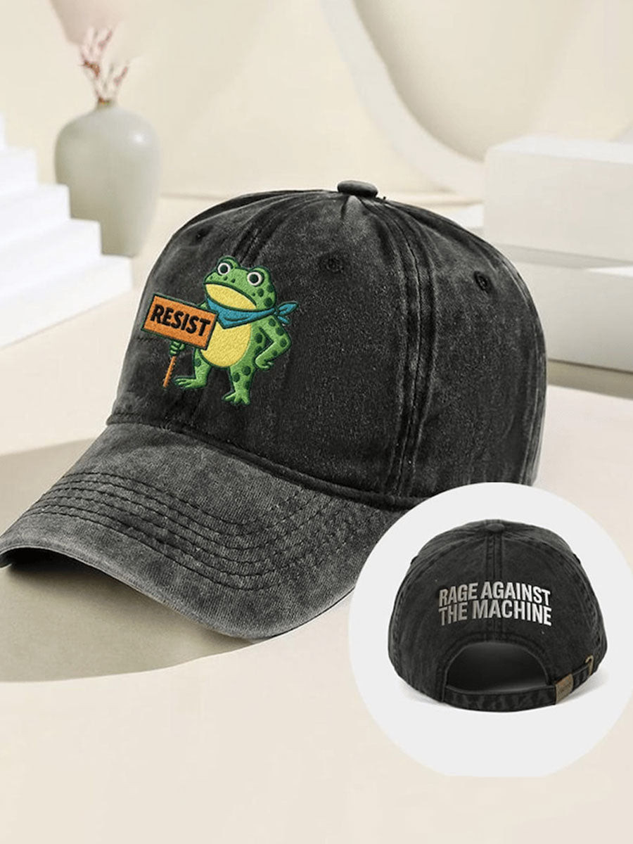 Portland Frog Resist Hat Embroidered Rage Against The Machine Hat Portland Frog Against ICE Merch