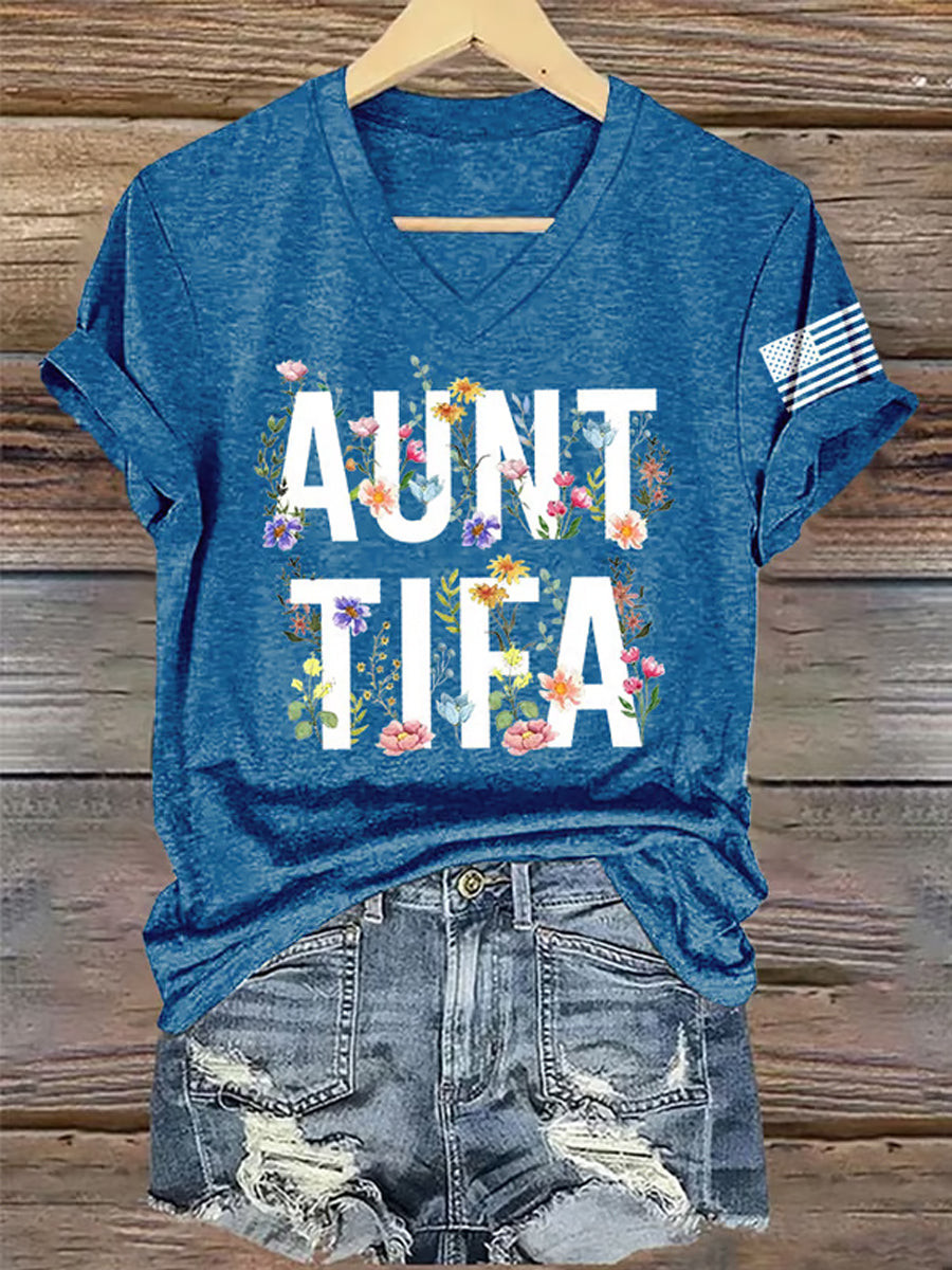 Portland Frog V-Neck Shirt Floral Aunt Tifa Shirt No Kings In America Merch Gifts For Mother
