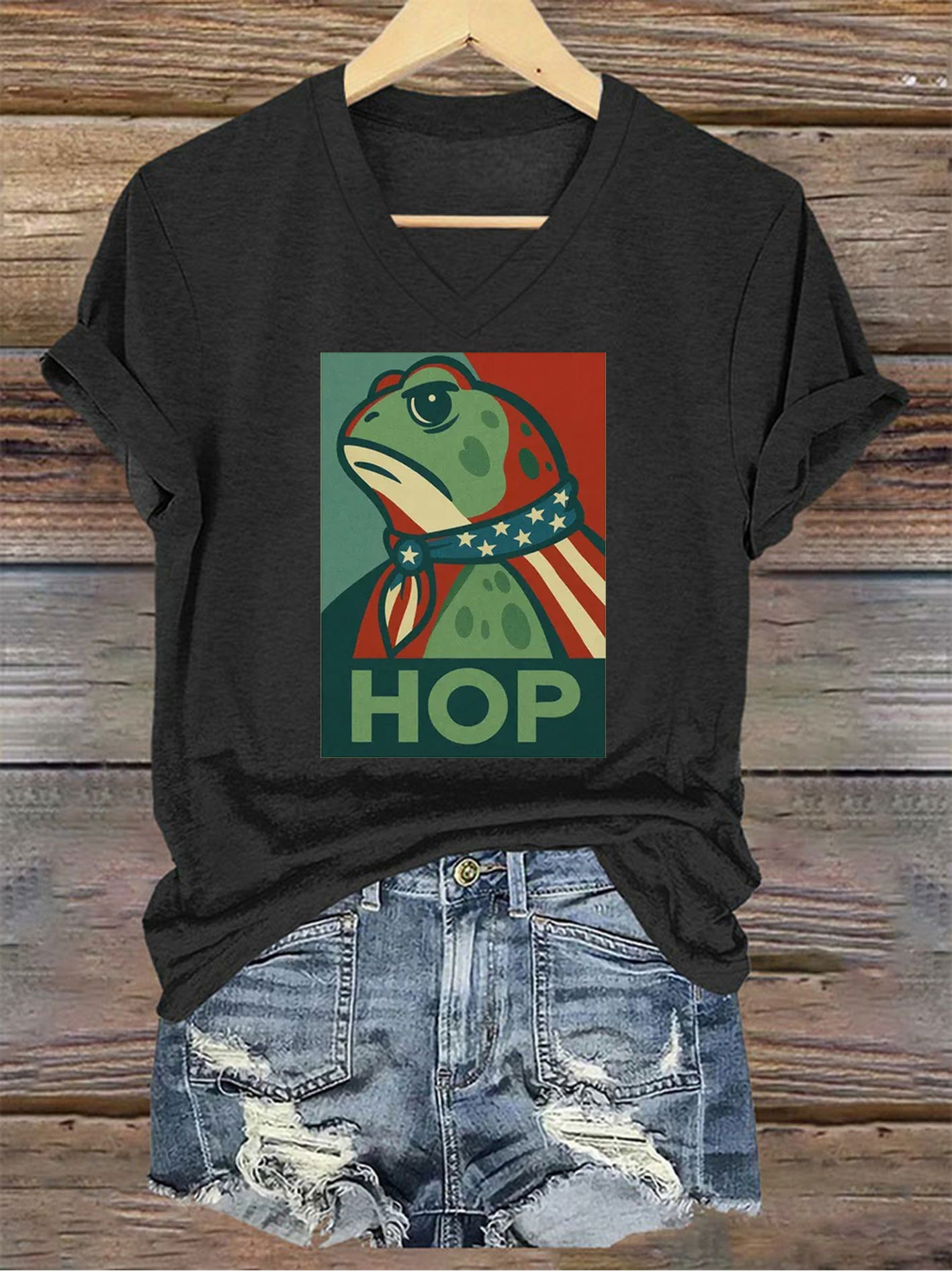 Portland Frog V-neck Shirt HOP Shirt No Kings In America Merch Gifts For Mother