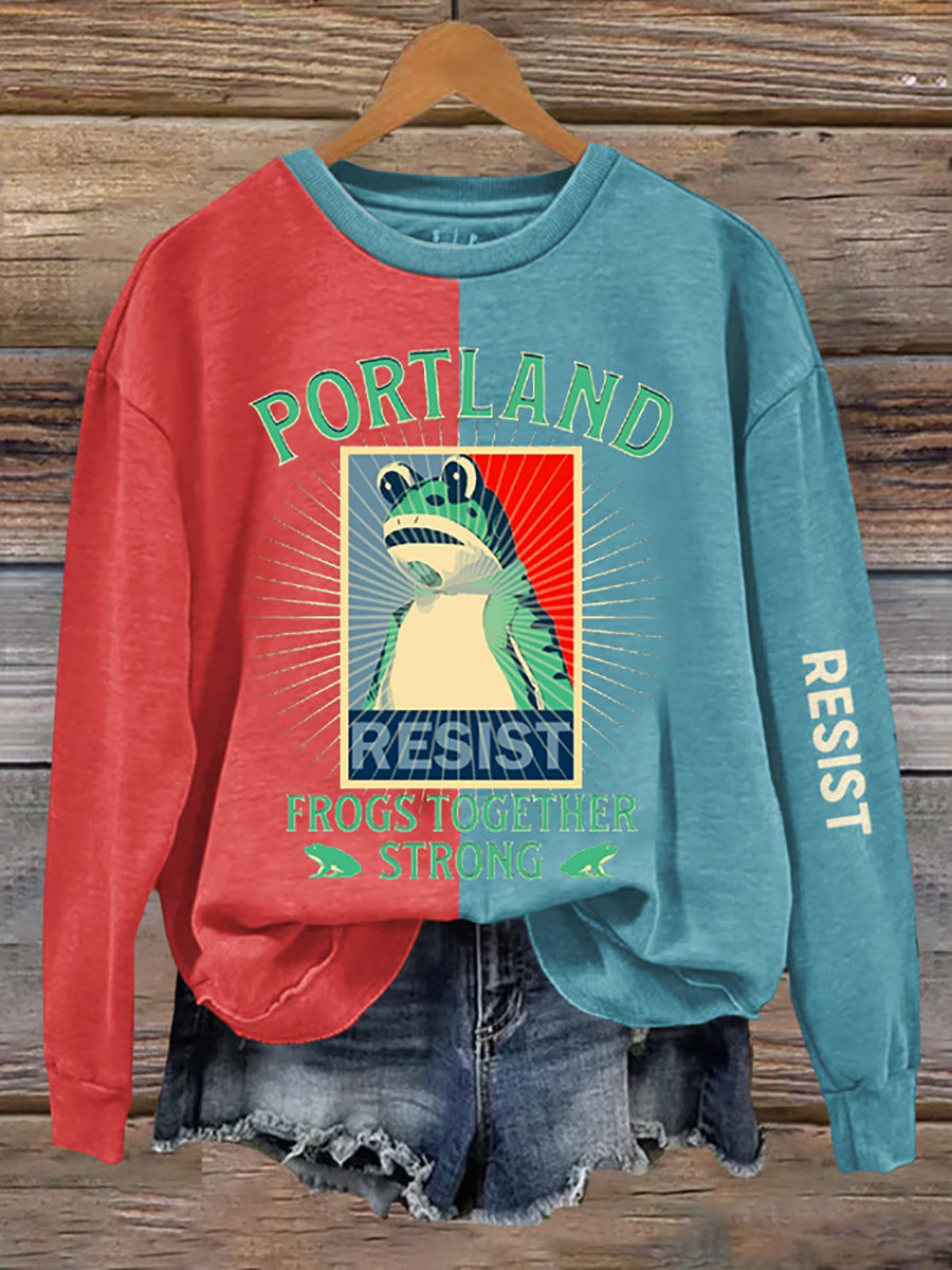 Resist Portland Frog Sweatshirt Frogs Together Strong Sweatshirt No Kings In America Apparel