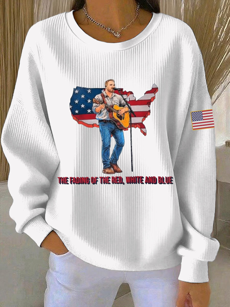 The Fading Of The Red White And Blue Sweatshirt 8647 Sweatshirt No Kings In America Merch