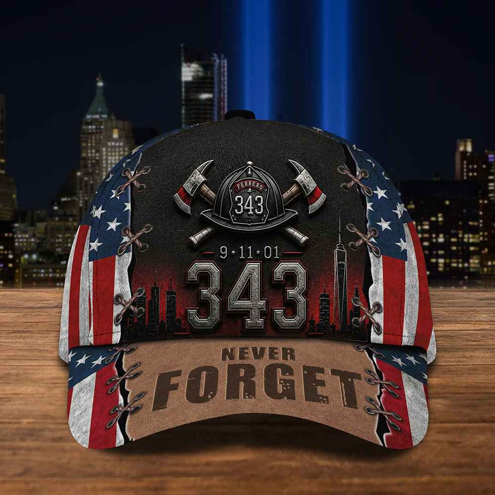 343 Firefighter Memorial 911 Never Forget Hat USA Flag Patriot Day Cap Gifts For Firefighters