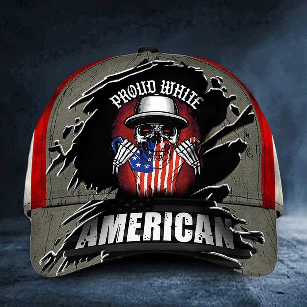 Skull Proud White American Hat Music Lovers USA Flag Cap Best Gifts For Dad