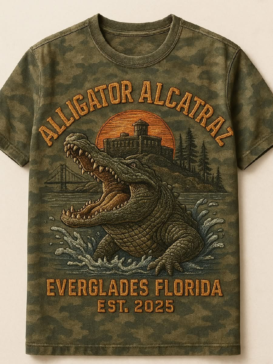 Alligator Alcatraz Camo T-Shirt 3D Print Florida Everglades EST 2025 Merch Clothing - Softandstyle Alligator Alcatraz Camo T-Shirt 3D Print Florida Everglades EST 2025 Merch Clothing - Softandstyle