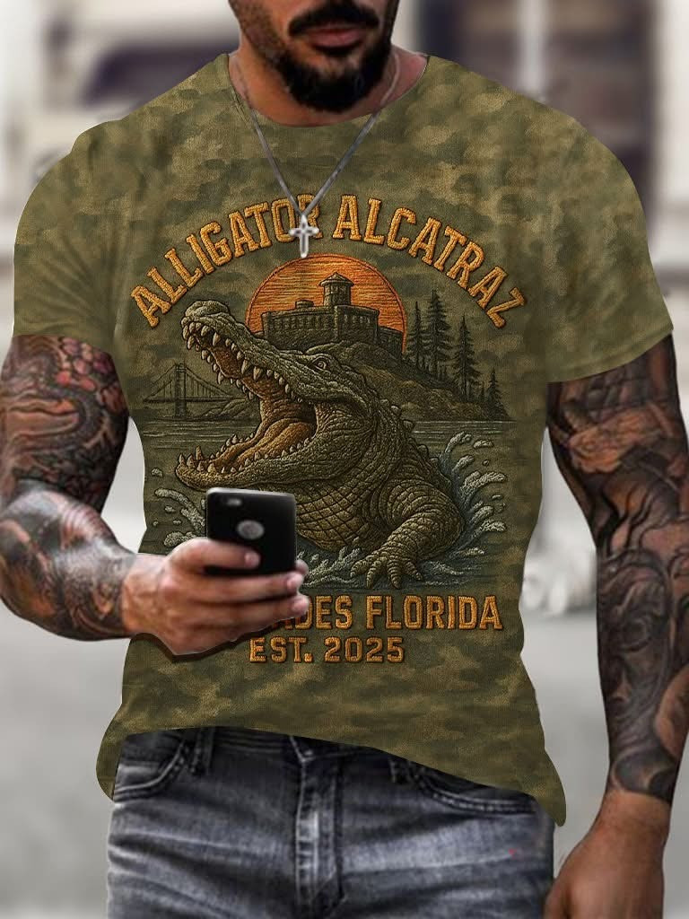 Alligator Alcatraz Camo T-Shirt Men's 3D Print Everglades Florida Trump Campaign Merch 2025 - Softandstyle Alligator Alcatraz Camo T-Shirt Men's 3D Print Everglades Florida Trump Campaign Merch 2025 - Softandstyle