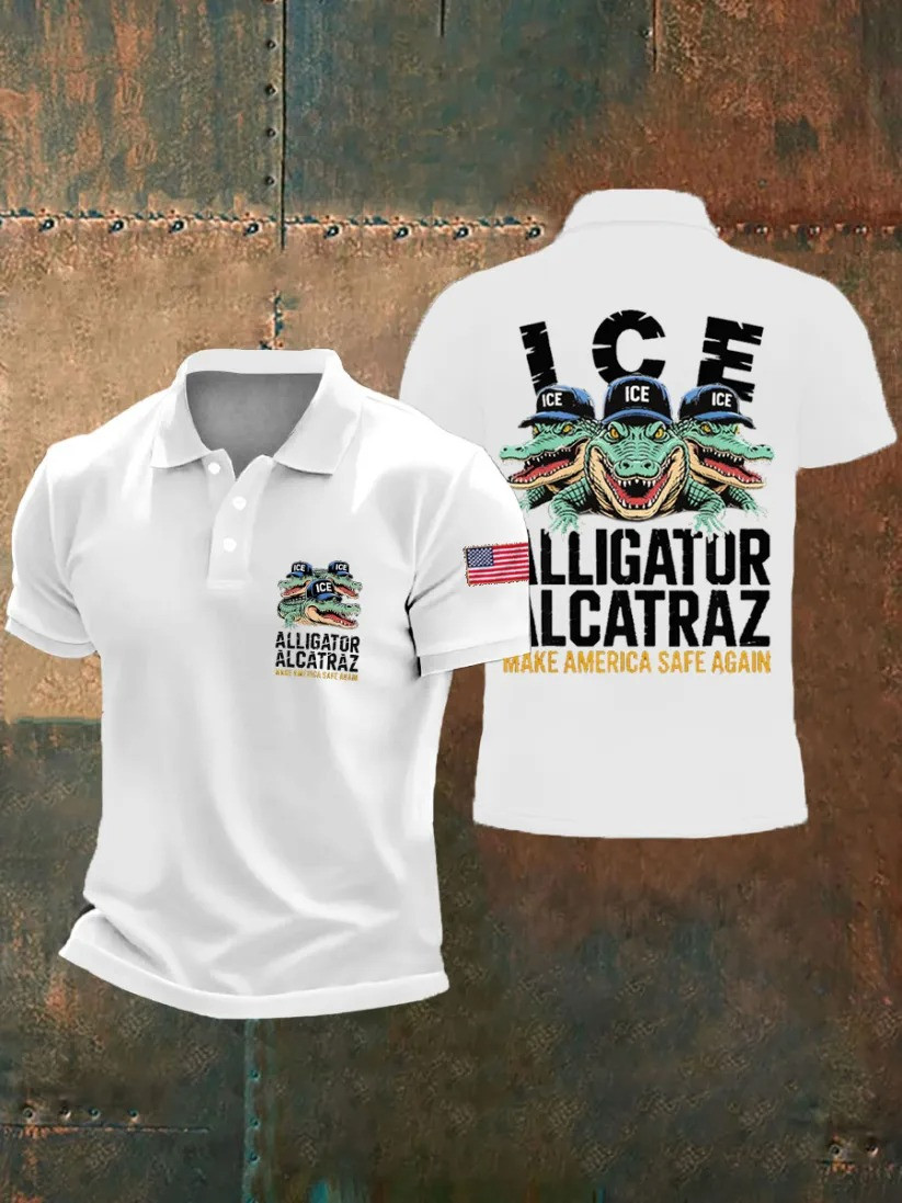 Alligator Alcatraz Polo Shirt Funny Florida Everglades Dark Humor Vests Polo Shirt - Softandstyle
