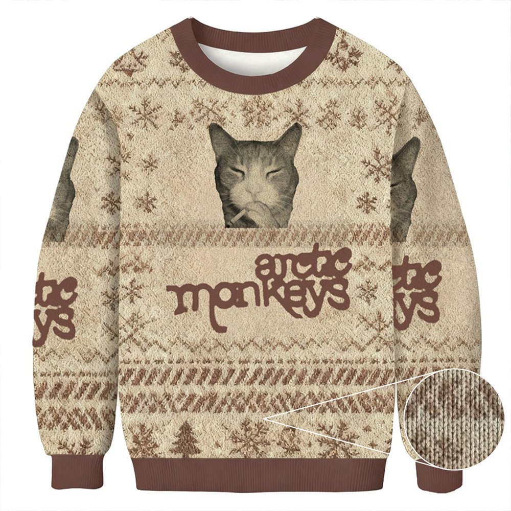 Arctic Monkeys Smoking Cat Meme Christmas Ugly Sweater Cute Xmas Clothes Christmas Presents 2025 - Softandstyle Arctic Monkeys Smoking Cat Meme Christmas Ugly Sweater Cute Xmas Clothes Christmas Presents 2025 - Softandstyle