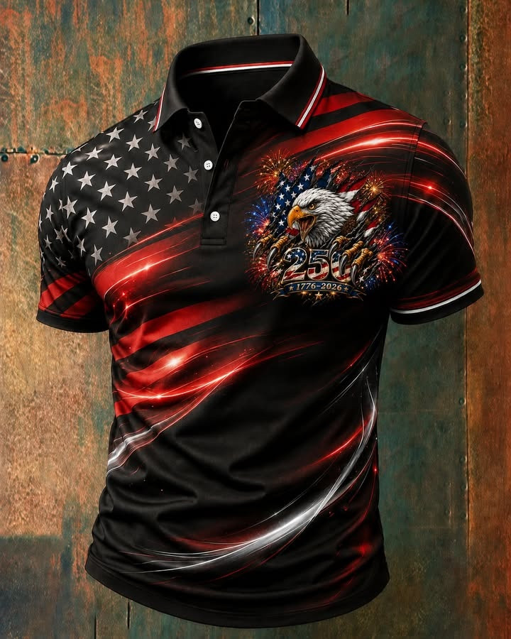 Bald Eagle America 250 Polo Shirt USA Patriotic Flag Apparel Gifts For Independence Day - Softandstyle Bald Eagle America 250 Polo Shirt USA Patriotic Flag Apparel Gifts For Independence Day - Softandstyle