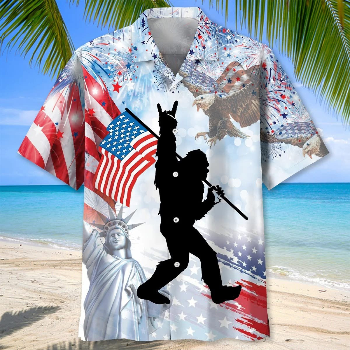 Bigfoot 250 Years Of Freedom 4th Of July Hawaiian Shirt Patriotic Aloha Shirt Gift For Men - Softandstyle