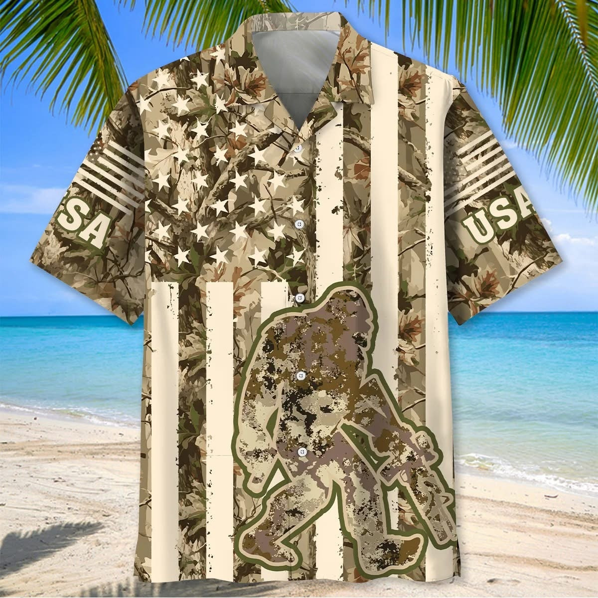 Bigfoot American Flag Camouflage Hawaiian Shirt Summer Patriotic Clothing Gift Ideas - Softandstyle Bigfoot American Flag Camouflage Hawaiian Shirt Summer Patriotic Clothing Gift Ideas - Softandstyle