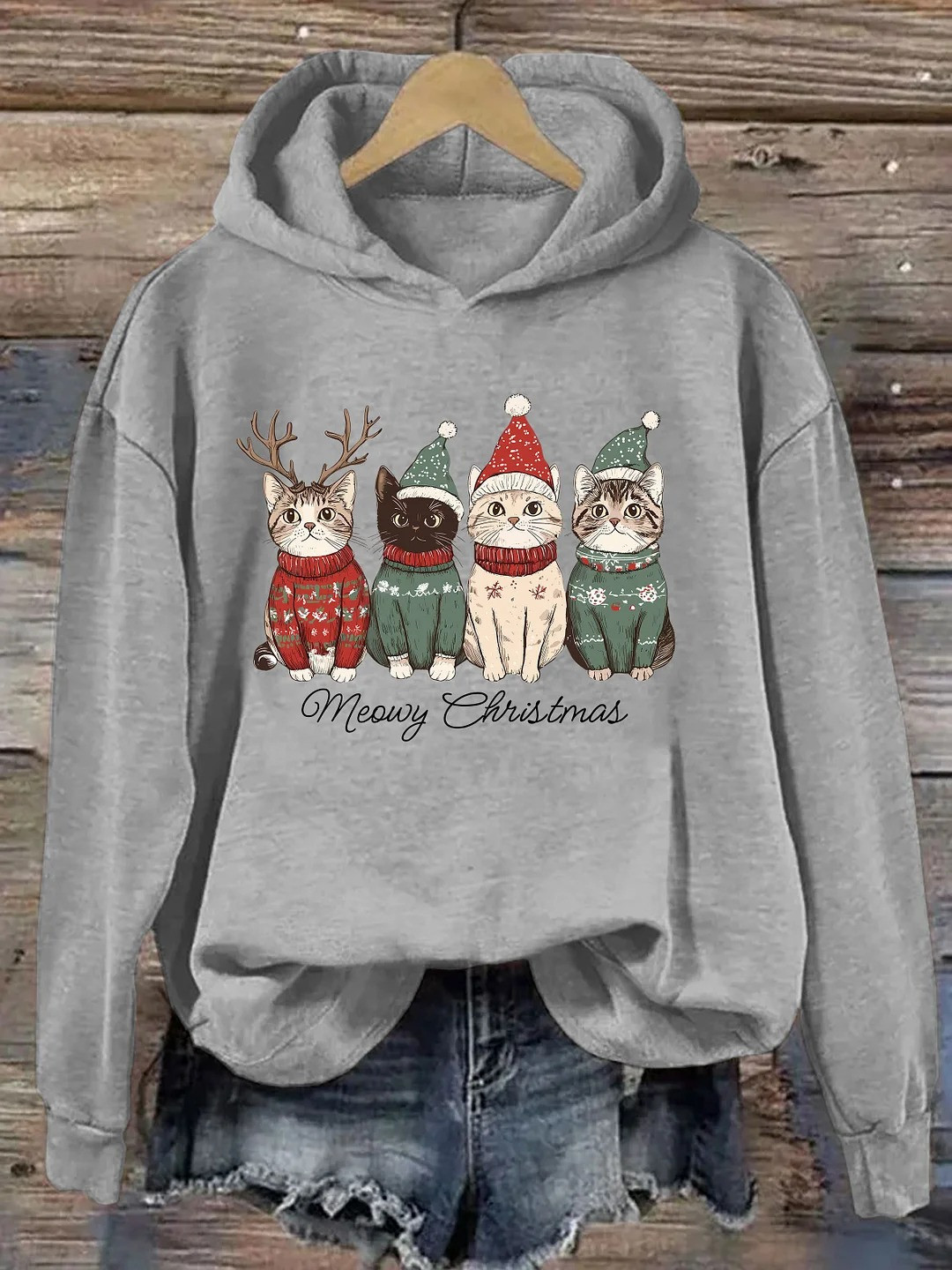 Cat Meowy Christmas Hoodie Cute Kitten Sweatshirt Gifts Ideas For Cat Lovers - Softandstyle Cat Meowy Christmas Hoodie Cute Kitten Sweatshirt Gifts Ideas For Cat Lovers - Softandstyle