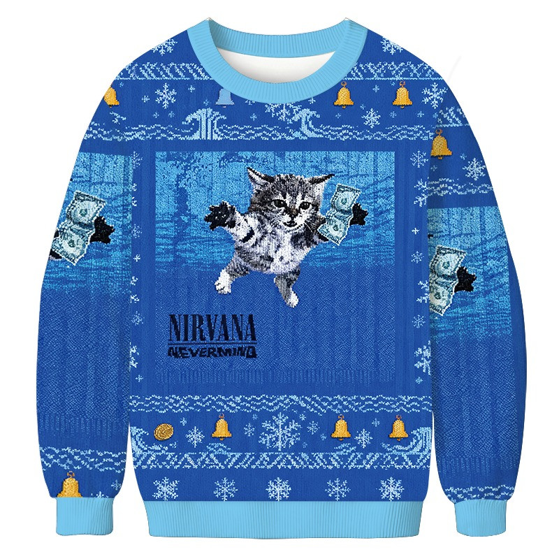 Cat Nirvana Nevermind Christmas Ugly Sweater Cat Lover Apparel Nirvana Merch Gifts Ideas - Softandstyle Cat Nirvana Nevermind Christmas Ugly Sweater Cat Lover Apparel Nirvana Merch Gifts Ideas - Softandstyle