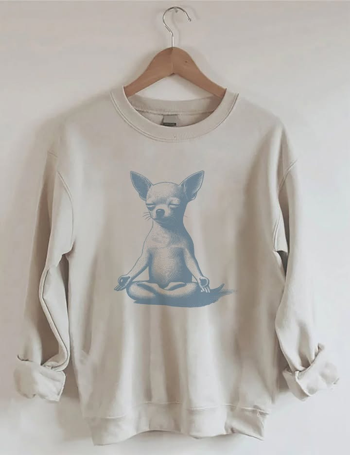 Chihuahua Yoga Meditation Sweatshirt Dog Yoga Lotus Position Sweatshirt Chihuahua Lover Gifts - Softandstyle Chihuahua Yoga Meditation Sweatshirt Dog Yoga Lotus Position Sweatshirt Chihuahua Lover Gifts - Softandstyle