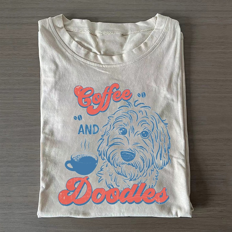 Coffee And Doodles T-shirt Goldendoodle Merch Best Gift For Coffee Addicts - Softandstyle Coffee And Doodles T-shirt Goldendoodle Merch Best Gift For Coffee Addicts - Softandstyle