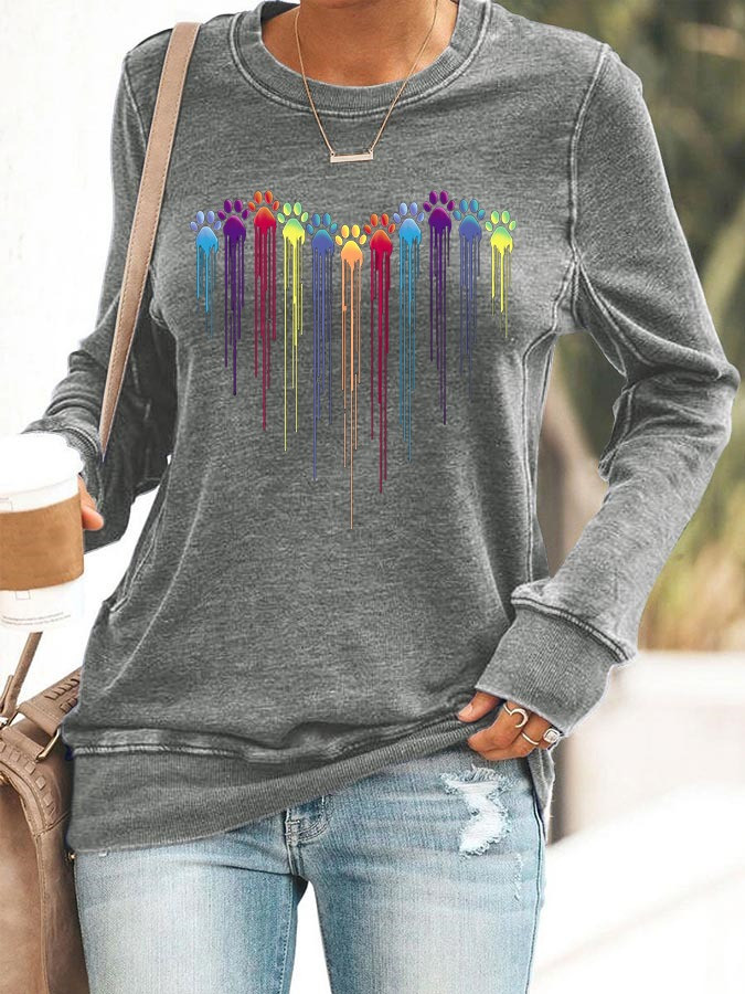Colorful Dog Heart Paw Sweatshirt Rainbow Paw Cute Gifts Ideas For Pets Owners - Softandstyle Colorful Dog Heart Paw Sweatshirt Rainbow Paw Cute Gifts Ideas For Pets Owners - Softandstyle