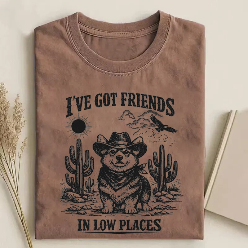 Corgi Cowboy Western T-Shirt I've Got Friends In Low Places Clothing Gift For Men - Softandstyle