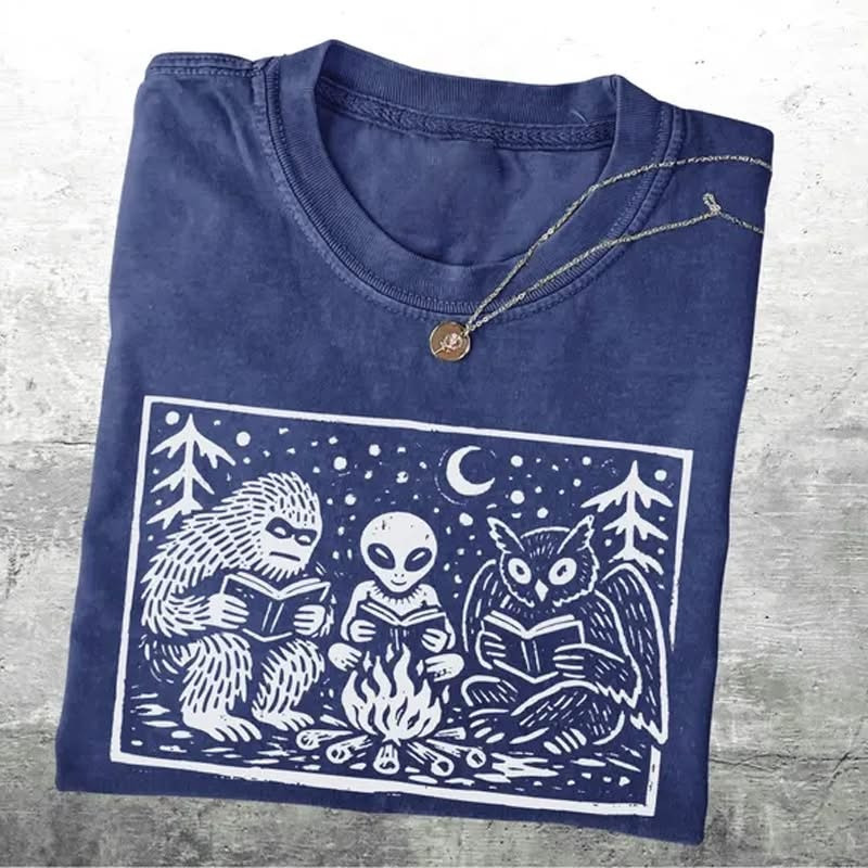Cryptid Book Club T-Shirt Bigfoot Alien Mothman Reading Campfire Cloths Gift For Men - Softandstyle Cryptid Book Club T-Shirt Bigfoot Alien Mothman Reading Campfire Cloths Gift For Men - Softandstyle