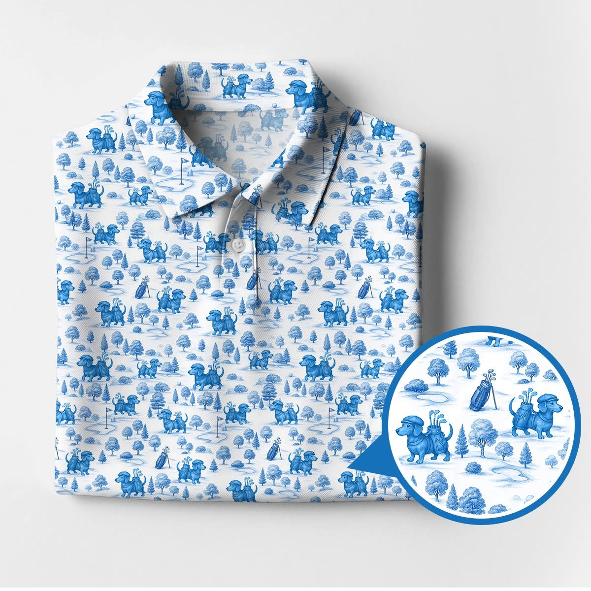 Dachshund Polo Shirt Cute Sausage Dog Pattern Golf Shirt Apparel Dog Lover Gifts For Him Her - Softandstyle