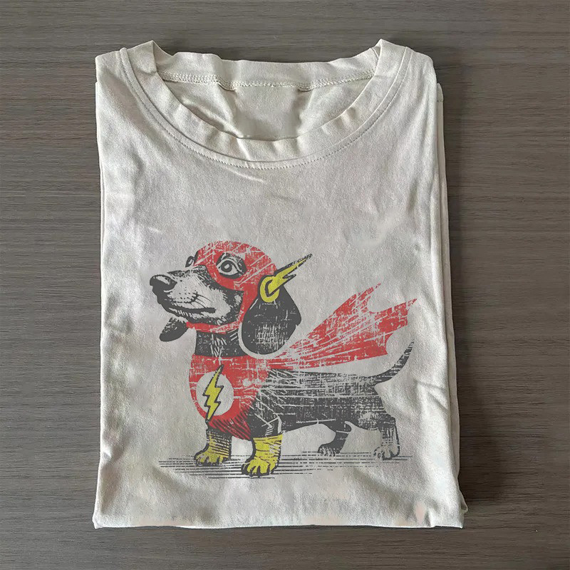 Dachshund Superhero Vintage T-Shirt Funny Sausage Dog Theme Shirts For Humans Owners - Softandstyle Dachshund Superhero Vintage T-Shirt Funny Sausage Dog Theme Shirts For Humans Owners - Softandstyle