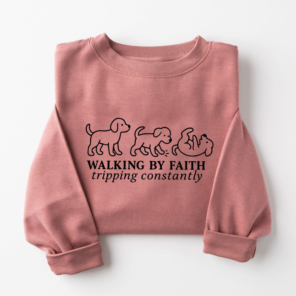 Dogs Walking By Faith Tripping Constantly Sweatshirt Christian Apparel Christmas Gifts - Softandstyle Dogs Walking By Faith Tripping Constantly Sweatshirt Christian Apparel Christmas Gifts - Softandstyle