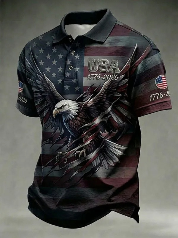 Eagle America 250 Years Retro Polo Shirt 4Th Of July Clothing Gift For Patriots - Softandstyle Eagle America 250 Years Retro Polo Shirt 4Th Of July Clothing Gift For Patriots - Softandstyle
