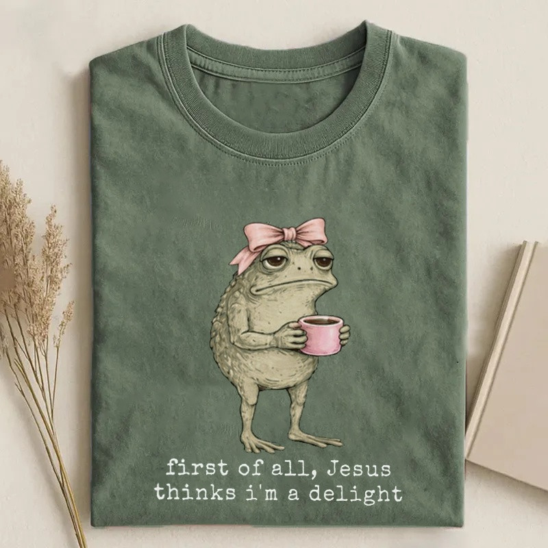 First of All Jesus Thinks I'm A Delight Frog Shirt Funny Christian Froggy Merch Gift For Her - Softandstyle First of All Jesus Thinks I'm A Delight Frog Shirt Funny Christian Froggy Merch Gift For Her - Softandstyle