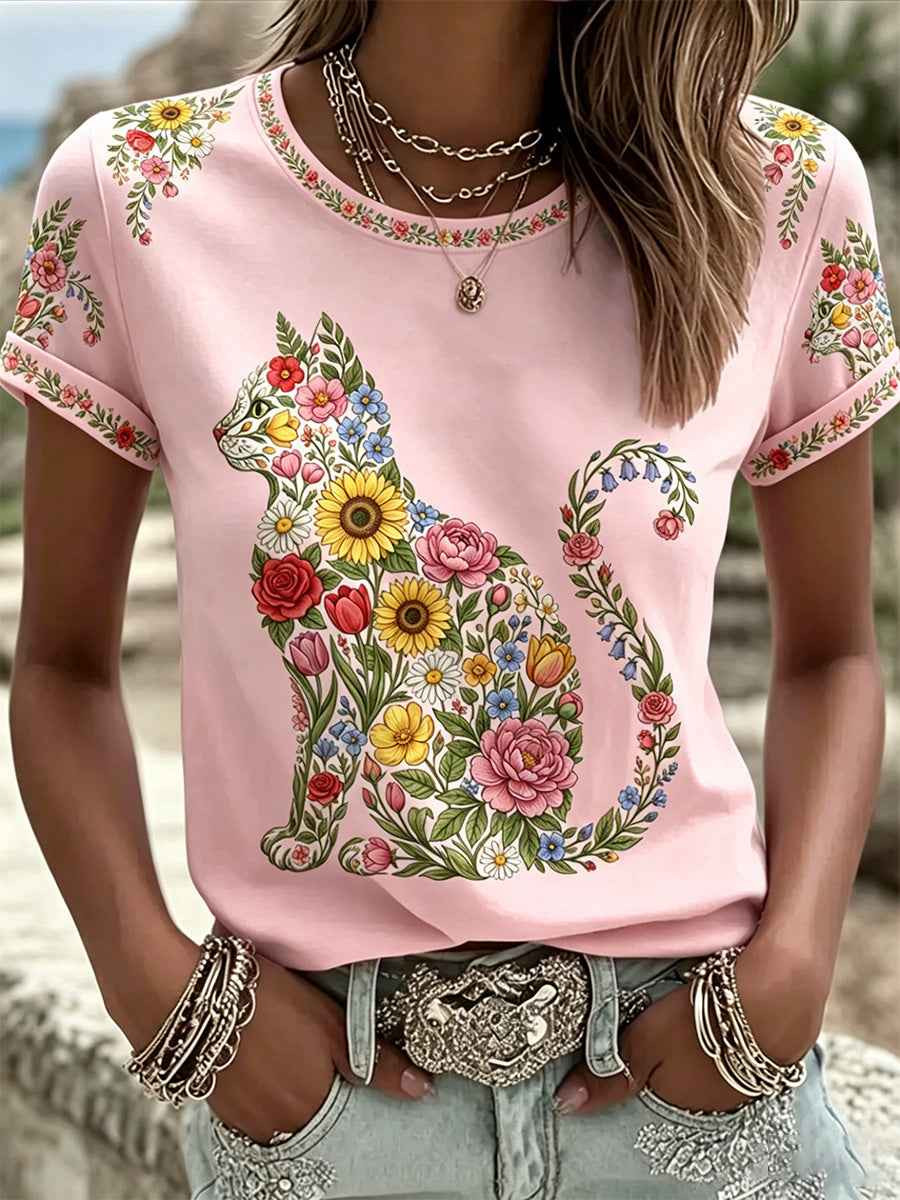Floral Cats Shirt Cute Holiday Apparel Cat Lovers Apparel Kitten Owners Gifts Idea - Softandstyle Floral Cats Shirt Cute Holiday Apparel Cat Lovers Apparel Kitten Owners Gifts Idea - Softandstyle