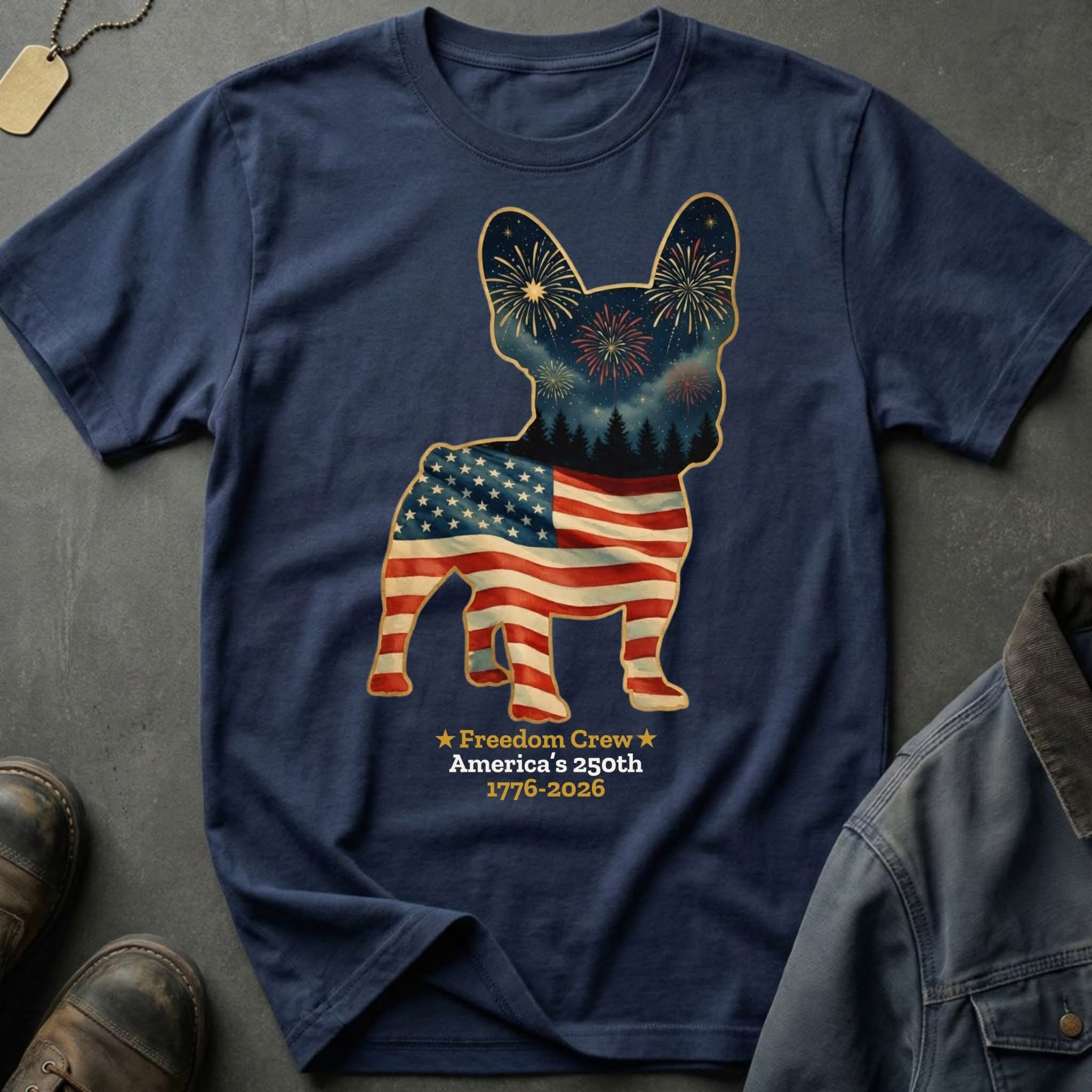 French Bulldog America's 250th T-Shirt Freedom Crew Merch Gift For Patriotic Fans - Softandstyle French Bulldog America's 250th T-Shirt Freedom Crew Merch Gift For Patriotic Fans - Softandstyle