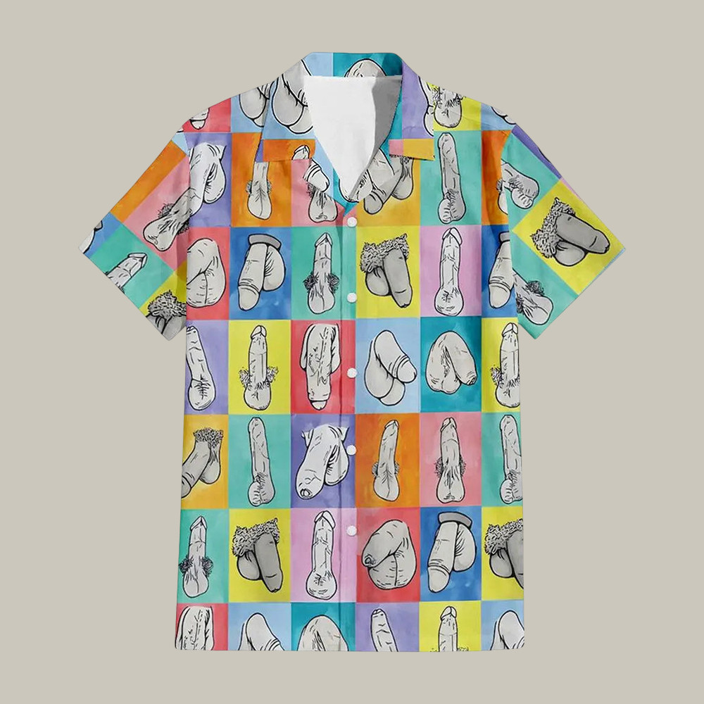 Funny Color Block Hard Big D Penis Hawaiian Shirt Humorous Adult Shirt Present For Friends - Softandstyle Funny Color Block Hard Big D Penis Hawaiian Shirt Humorous Adult Shirt Present For Friends - Softandstyle