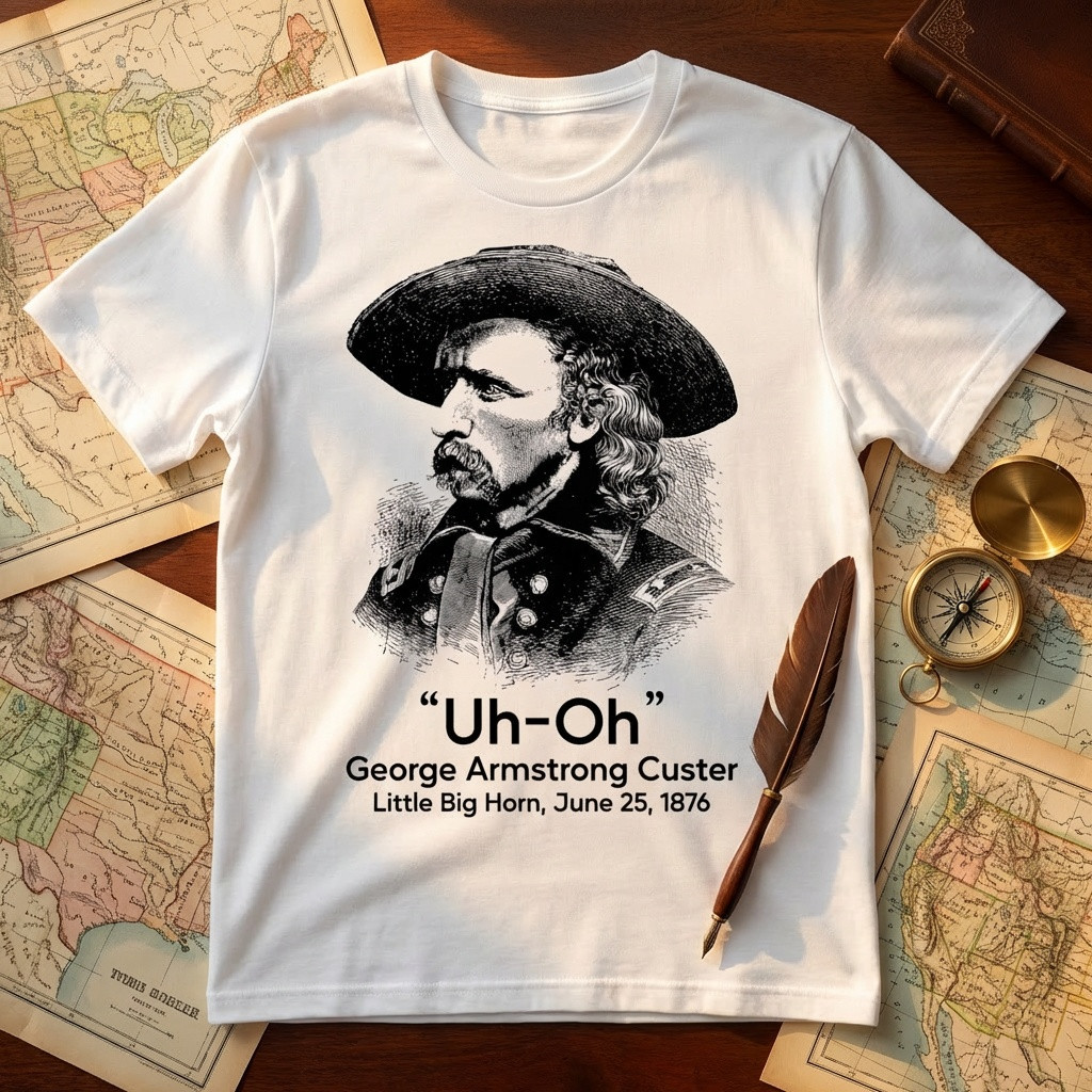 George Armstrong Custer Uh-Oh T-Shirt Little Big Horn June 25 1876 Merch Gift For Men - Softandstyle