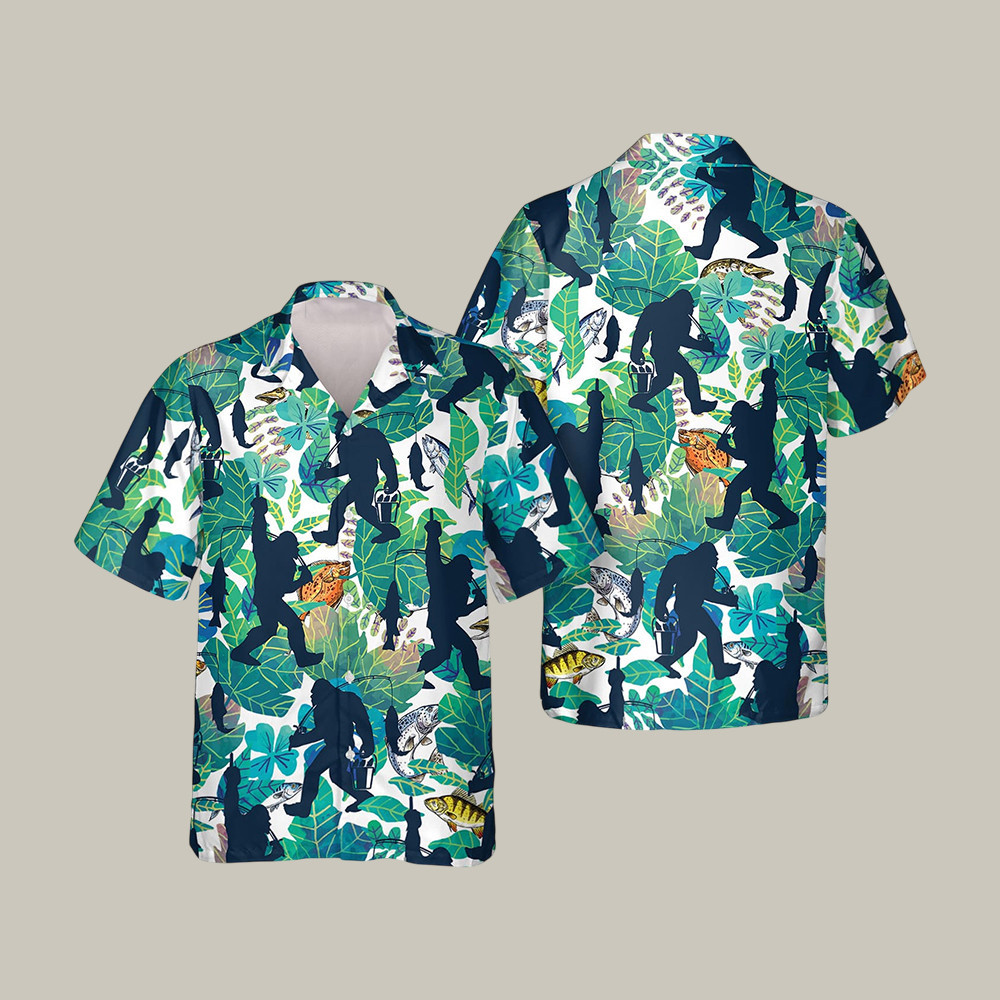 Go Fishing Bigfoot Hawaiian Shirt Summer Vibe Bigfoot Art Tee Unique Gift For Boyfriend - Softandstyle Go Fishing Bigfoot Hawaiian Shirt Summer Vibe Bigfoot Art Tee Unique Gift For Boyfriend - Softandstyle