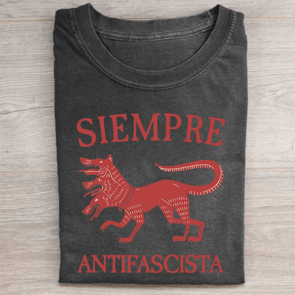 Hydra Dog Siempre Antifascista T-Shirt One Head Falls More Rise To Continue Encouragement Shirt - Softandstyle Hydra Dog Siempre Antifascista T-Shirt One Head Falls More Rise To Continue Encouragement Shirt - Softandstyle