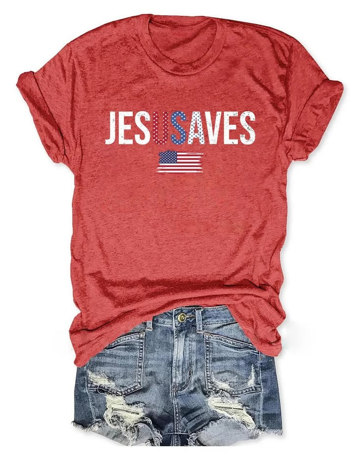 Jesus Saves USA Flag T-Shirt Christian Patriot Merch Gift For 4th of July - Softandstyle Jesus Saves USA Flag T-Shirt Christian Patriot Merch Gift For 4th of July - Softandstyle