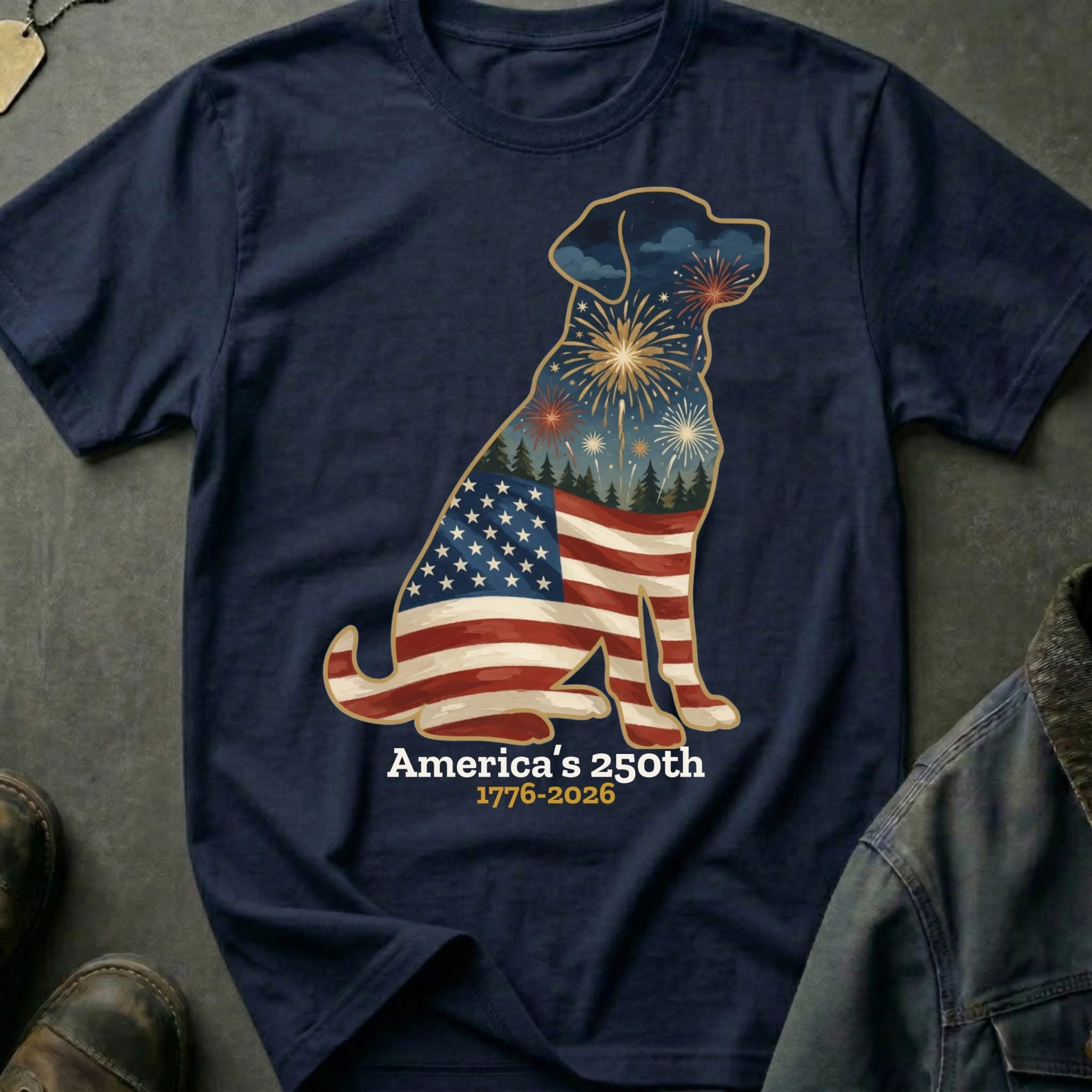 Labrador 250th Anniversary Shirt USA Flag Fireworks Pet Lover Clothes Gift For Men - Softandstyle
