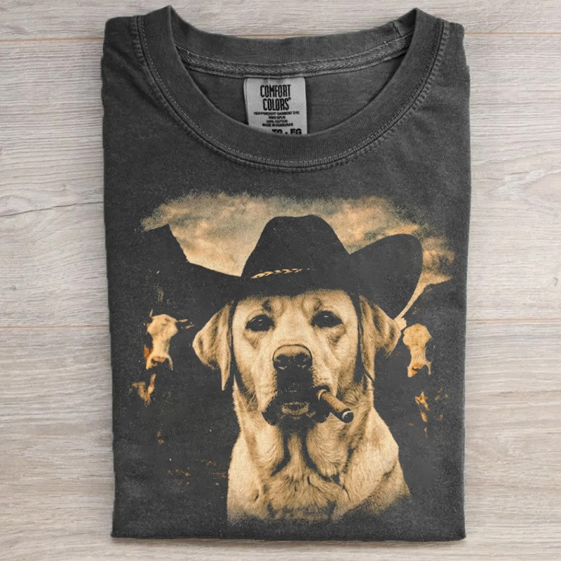 Labrador Retriever Western Graphic T-Shirt Cowboy Dog With Cigar Merch Gifts For Men - Softandstyle Labrador Retriever Western Graphic T-Shirt Cowboy Dog With Cigar Merch Gifts For Men - Softandstyle