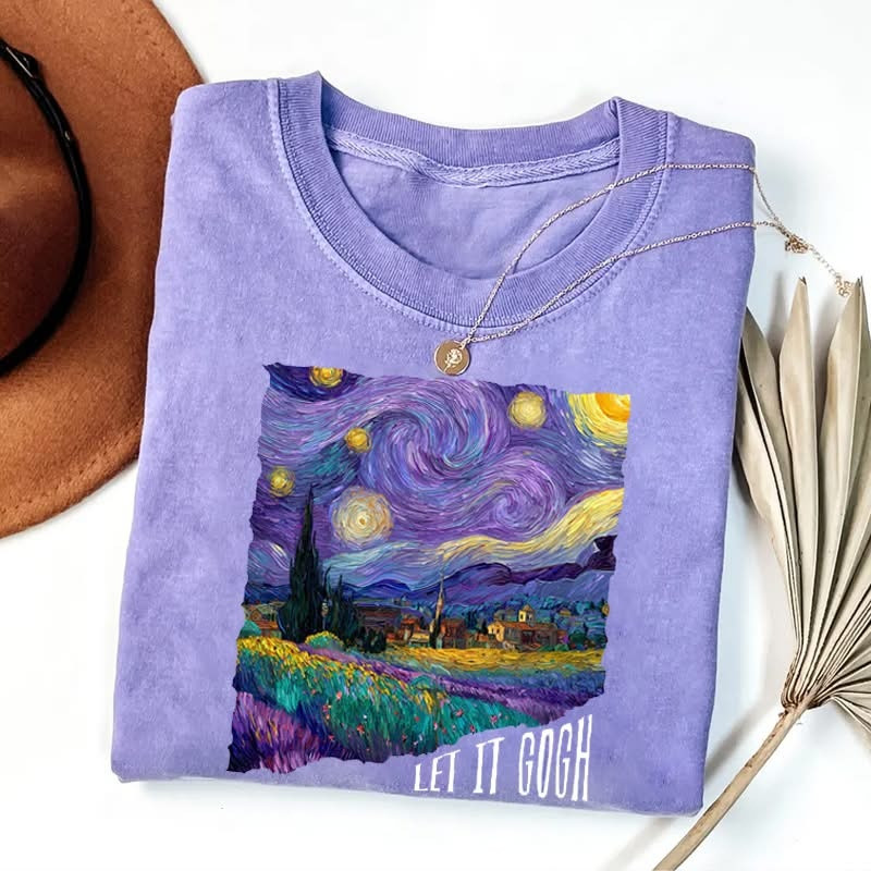 Let It Gogh Starry Night Lavender Comfort Colors Shirt Van Gogh Art Merch Gift For Art Lovers - Softandstyle Let It Gogh Starry Night Lavender Comfort Colors Shirt Van Gogh Art Merch Gift For Art Lovers - Softandstyle