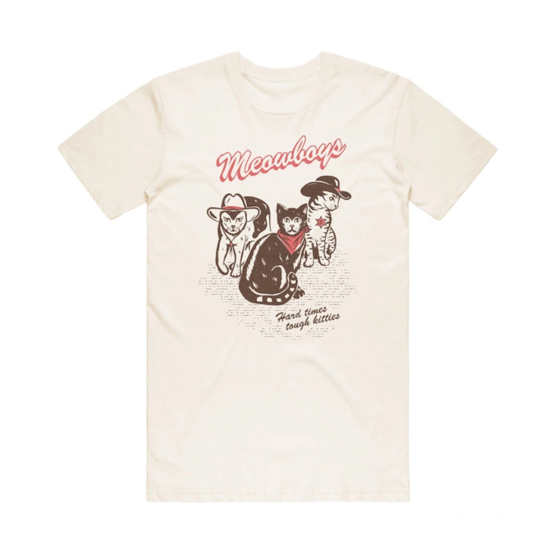 Meowboys T-Shirt Hard Times Tough Kitties Funny Cat Western Graphic Tee Shirts - Softandstyle