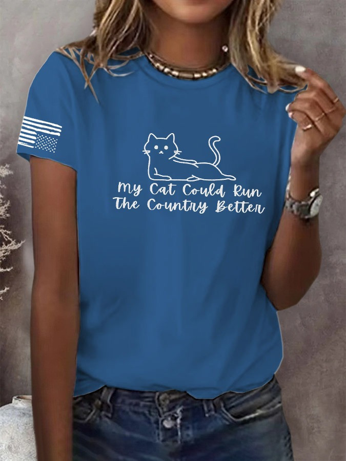 My Cat Could Run The Country Better T-Shirt Upside Down American Flag Shirt For Women - Softandstyle My Cat Could Run The Country Better T-Shirt Upside Down American Flag Shirt For Women - Softandstyle